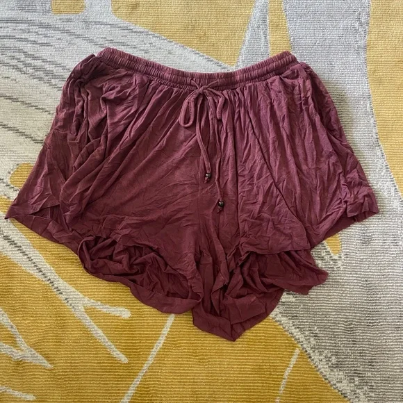 Burgundy Drawstring Jersey Shorts- POL - Picture 2 of 11